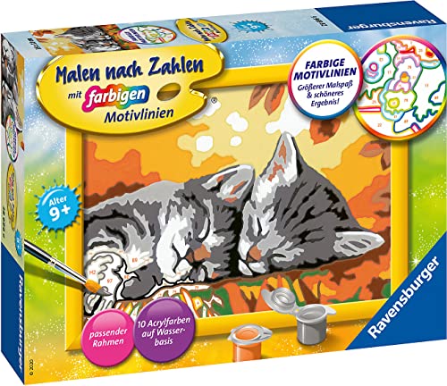 Ravensburger CreArt 28696 - Kätzchen im Herbst - Malen nach Zahlen Katze für Kinder ab 9 Jahre, Malset mit Rahmen, Pinsel und Acrylfarben, Geschenk für Mädchen und Jungen Ravensburger CreArt 28696 - Kätzchen im Herbst - Malen nach Zahlen Katze für Kinder ab 9 Jahre, Malset mit Rahmen, Pinsel und Acrylfarben, Geschenk für Mädchen und Jungen von Ravensburger