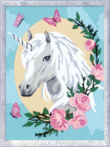 Ravensburger CreArt 28763 - Einhorntraum - Malen nach Zahlen Einhorn für Kinder ab 9 Jahre, Malset mit Rahmen, Pinsel und Acrylfarben, Geschenk für Mädchen und Jungen, mit Glitzer Ravensburger CreArt 28763 - Einhorntraum - Malen nach Zahlen Einhorn für Kinder ab 9 Jahre, Malset mit Rahmen, Pinsel und Acrylfarben, Geschenk für Mädchen und Jungen, mit Glitzer von Ravensburger