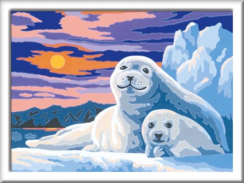 Ravensburger CreArt 28779 - Niedliche Robben - Malen nach Zahlen für Kinder ab 9 Jahre, Malset mit Rahmen, Pinsel und Acrylfarben, Geschenk für Mädchen und Jungen von Ravensburger