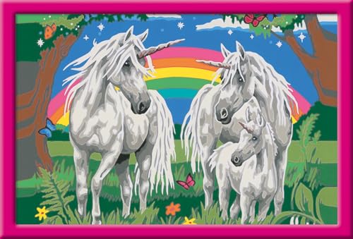 Ravensburger CreArt 28908 - Fabelhafte Einhornwelt - Malen nach Zahlen für Kinder ab 9 Jahre, Malset mit Rahmen, Pinsel und Acrylfarben, Geschenk für Mädchen und Jungen von Ravensburger