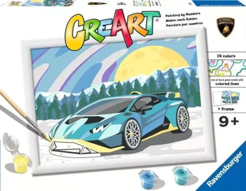 Ravensburger - CreArt D-Serie: Lamborghini, Malset nach Zahlen, enthält ein vorgedrucktes Brett, einen Pinsel, Farben und Zubehör, kreatives Spiel für Jungen und Mädchen 7+ Jahre von Ravensburger
