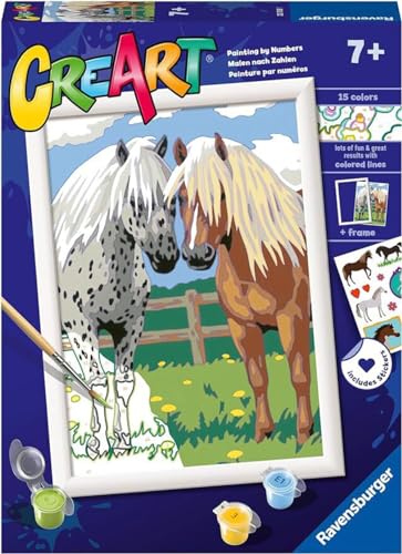 Ravensburger - CreArt D Serie: Pferdepaar, Malset nach Zahlen, enthält ein vorgedrucktes Brett, einen Pinsel, Farben und Zubehör, kreatives Spiel für Jungen und Mädchen 7+ Jahre Ravensburger - CreArt D Serie: Pferdepaar, Malset nach Zahlen, enthält ein vorgedrucktes Brett, einen Pinsel, Farben und Zubehör, kreatives Spiel für Jungen und Mädchen 7+ Jahre von Ravensburger