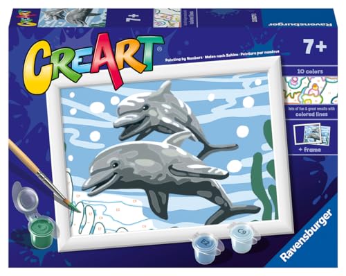 Ravensburger CreArt Serie E Classic: Verspielte Delfine, Malen nach Zahlen, kreatives Spiel für Jungen und Mädchen ab 7 Jahren von Ravensburger