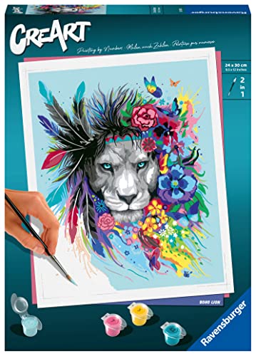 Ravensburger CreArt 20130 - Boho Löwe - Malen nach Zahlen Erwachsene, DIY Malset mit Pinsel und Acrylfarben, Geschenk für Frauen und Männer, Malen für Erwachsene Ravensburger CreArt 20130 - Boho Löwe - Malen nach Zahlen Erwachsene, DIY Malset mit Pinsel und Acrylfarben, Geschenk für Frauen und Männer, Malen für Erwachsene von Ravensburger