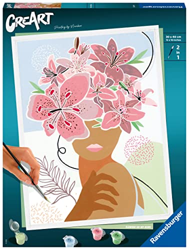Ravensburger CreArt 20275 - Gedankenblumen - Malen nach Zahlen Erwachsene, DIY Malset mit Pinsel und Acrylfarben, Geschenk für Frauen und Männer, Malen für Erwachsene von Ravensburger