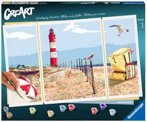 Ravensburger CreArt 20277 - An der Küste - Triptychon Malen nach Zahlen Erwachsene, DIY Malset mit Pinsel und Acrylfarben, Geschenk für Frauen und Männer, Malen für Erwachsene Ravensburger CreArt 20277 - An der Küste - Triptychon Malen nach Zahlen Erwachsene, DIY Malset mit Pinsel und Acrylfarben, Geschenk für Frauen und Männer, Malen für Erwachsene von Ravensburger