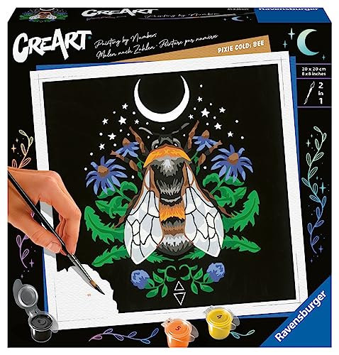 Ravensburger CreArt 23512 - Pixie Cold: Biene - Malen nach Zahlen Erwachsene, DIY Malset mit Pinsel und Acrylfarben, Geschenk für Frauen und Männer, Malen für Erwachsene von Ravensburger