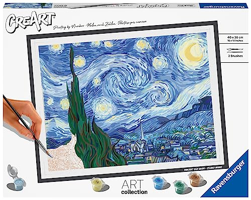 Ravensburger CreArt 23518 - Die Sternennacht (Vincent Van Gogh) - Malen nach Zahlen Erwachsene, DIY Malset mit Pinsel und Acrylfarben, Geschenk für Frauen und Männer, Malen für Erwachsene von Ravensburger