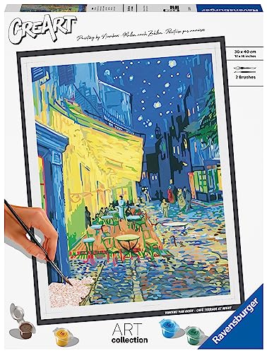 Ravensburger CreArt 23519 - Caféterrasse am Abend (Vincent Van Gogh) - Malen nach Zahlen Erwachsene, DIY Malset mit Pinsel und Acrylfarben, Geschenk für Frauen und Männer, Malen für Erwachsene von Ravensburger