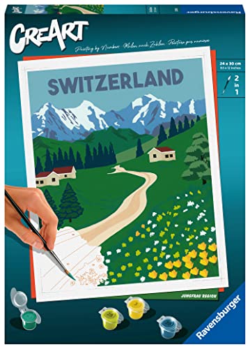 Ravensburger CreArt 23536 - Jungfrau Region - Malen nach Zahlen Erwachsene, DIY Malset mit Pinsel und Acrylfarben, Geschenk für Frauen und Männer, Malen für Erwachsene von Ravensburger