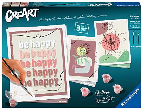 Ravensburger CreArt 23552-3-in-1 Bilderwand-Set Abstrakte Formen - Malen nach Zahlen Erwachsene, DIY Malset mit Pinsel und Acrylfarben, Geschenk für Frauen und Männer von Ravensburger