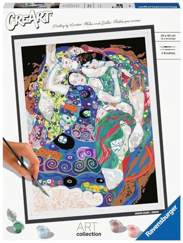 Ravensburger CreArt 23649 - Die Jungfrau (Gustav Klimt) - Malen nach Zahlen Erwachsene, DIY Malset mit Pinsel und Acrylfarben, Geschenk für Frauen und Männer, Malen für Erwachsene von Ravensburger