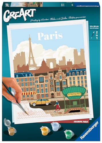 Ravensburger CreArt 23687 - Farbenfrohes Paris - Malen nach Zahlen Erwachsene, DIY Malset mit Pinsel und Acrylfarben, Geschenk für Frauen und Männer, Malen für Erwachsene von Ravensburger
