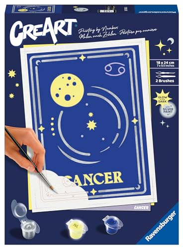 Ravensburger CreArt 23733 - Krebs - Sternzeichen Malen nach Zahlen Erwachsene, DIY Malset mit Pinsel und Acrylfarben, Geschenk für Frauen und Männer, Malen für Erwachsene von Ravensburger