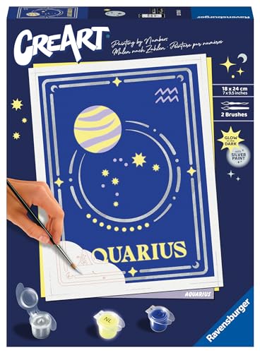 Ravensburger CreArt 23738 - Wassermann - Sternzeichen Malen nach Zahlen Erwachsene, DIY Malset mit Pinsel und Acrylfarben, Geschenk für Frauen und Männer, Malen für Erwachsene von Ravensburger