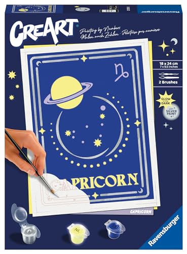Ravensburger CreArt 23739 - Steinbock - Sternzeichen Malen nach Zahlen Erwachsene, DIY Malset mit Pinsel und Acrylfarben, Geschenk für Frauen und Männer, Malen für Erwachsene von Ravensburger