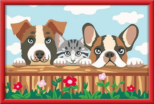 Ravensburger CreArt 23855 - Katzen und Hunde - Malen nach Zahlen für Kinder ab 11 Jahre, Malset mit Rahmen, Pinsel und Acrylfarben, Geschenk für Mädchen und Jungen von Ravensburger