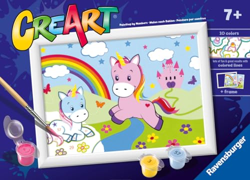 Ravensburger CreArt Serie E Classic: Einhörner mit Regenbogen, Malset nach Zahlen, enthält ein vorgedrucktes Brett, einen Pinsel, Farben und Zubehör, kreatives Spiel für Jungen und Mädchen ab 7 Jahren Ravensburger CreArt Serie E Classic: Einhörner mit Regenbogen, Malset nach Zahlen, enthält ein vorgedrucktes Brett, einen Pinsel, Farben und Zubehör, kreatives Spiel für Jungen und Mädchen ab 7 Jahren von Ravensburger