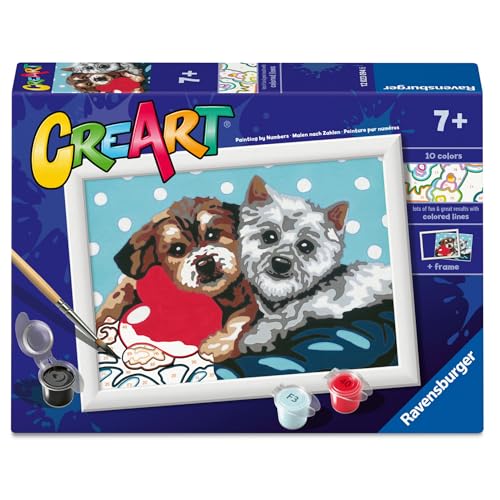 Ravensburger - CreArt Serie E: Freunde auf vier Pfoten, Malen nach Zahlen, Malset für Kinder, inklusive Rahmen, pädagogisches und kreatives Spiel, Geschenkidee für Kinder ab 7 Jahren, 13 x 18 cm Ravensburger - CreArt Serie E: Freunde auf vier Pfoten, Malen nach Zahlen, Malset für Kinder, inklusive Rahmen, pädagogisches und kreatives Spiel, Geschenkidee für Kinder ab 7 Jahren, 13 x 18 cm von Ravensburger