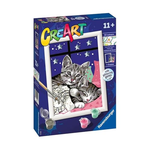 Ravensburger - CreArt Serie E: Katze TVB, Malen nach Zahlen, Malset für Kinder, inklusive Rahmen, pädagogisches und kreatives Spiel, Geschenkidee für Kinder ab 7 Jahren, 13 x 18 cm von Ravensburger