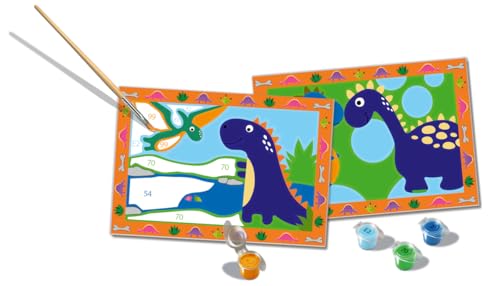 Ravensburger - CreArt Serie Junior, Dinosaurier, Malen nach Zahlen, enthält 2 vorgedruckte Bretter, Pinsel, Farben, kreatives Spiel für Jungen und Mädchen ab 5 Jahren von Ravensburger
