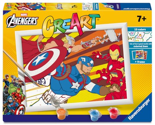 Ravensburger - Creart Serie D Captain America | Malset für Kinder | Malen nach Zahlen Enthält Alles Notwendige | Spiele Kinder 9 Jahre oder älter | Creart 9 Jahre von Ravensburger