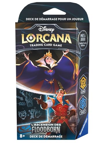 Ravensburger - Disney Lorcana TCG Der Aufstieg der Floodborn - JCC-Deck Starter Amber & Saphir, ab 8 Jahren, französische Version von Ravensburger
