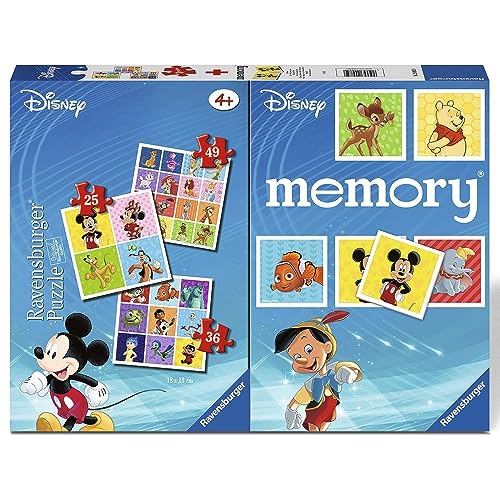 Ravensburger - Disney Memory® 48 Karten + 3 Kinder Puzzle 25/36/49 Teile, 4+ Jahre Kinder ab 25/36/49 Teile, 4+ Jahre von Ravensburger