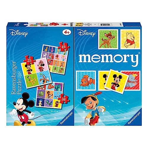 Ravensburger - Disney Memory® 48 Karten + 3 Kinder Puzzle 25/36/49 Teile, 4+ Jahre Kinder ab 25/36/49 Teile, 4+ Jahre von Ravensburger