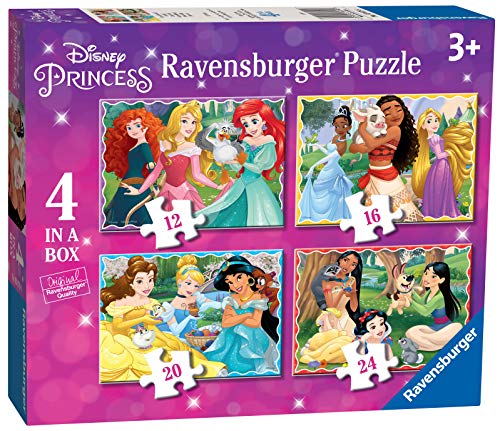 Ravensburger 3079 Disney Princess Puzzle 4 in Box (12, 16, 20, 24 Teile) für Kinder ab 3 Jahren, merhfarbig, 0 von Ravensburger