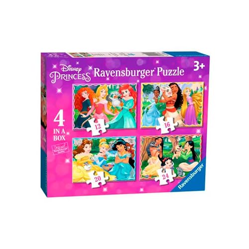 Ravensburger 3079 Disney Princess Puzzle 4 in Box (12, 16, 20, 24 Teile) für Kinder ab 3 Jahren, merhfarbig, 0 von Ravensburger