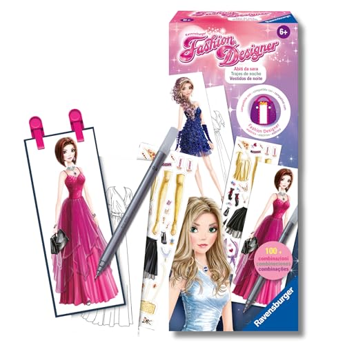 Ravensburger Fashion Designer: Abendanzüge, Kinderspiel ab 6 Jahren, kreieren und entwerfen Mode-Sets, Zubehör, Aufkleber, inklusive Zeichenständer Ravensburger Fashion Designer: Abendanzüge, Kinderspiel ab 6 Jahren, kreieren und entwerfen Mode-Sets, Zubehör, Aufkleber, inklusive Zeichenständer von Ravensburger