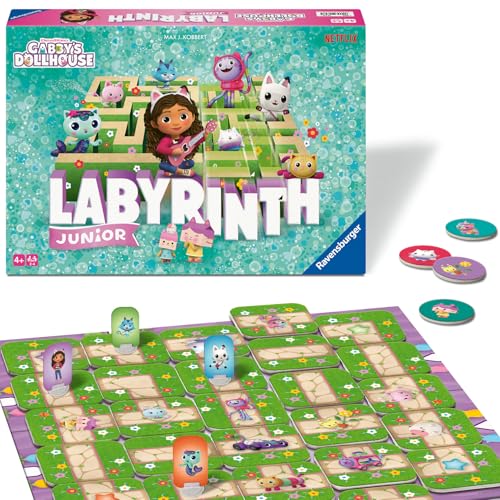 Ravensburger Gabby's Dollhouse Junior Labyrinth, Labyrinth-Spiel, Brettspiel, Das Puppenhaus, Spiele für Kinder ab 4 Jahren, spanische Version von Ravensburger