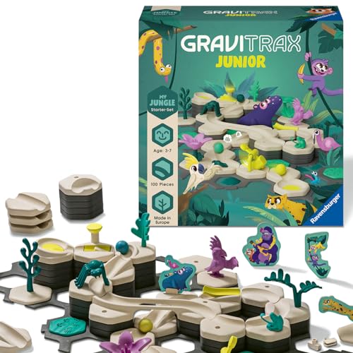 Ravensburger GraviTrax Junior Starter-Set L Jungle -Erweiterbare Kugelbahn für Kinder, Murmelbahn überwiegend aus nachwachsenden Rohstoffen mit Lernspielzeug & Konstruktionsspielzeug ab 3 Jahren von Ravensburger