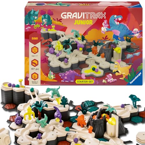 Ravensburger GraviTrax Junior Starter-Set XXL Dino 24845 - Kugelbahn ab 3 Jahre - Murmelbahn und Konstruktionsspielzeug für Kinder, Dino Geschenk für Jungen und Mädchen von Ravensburger