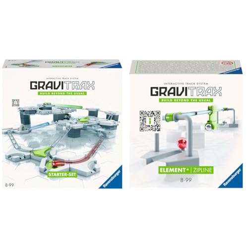 Ravensburger GraviTrax Starter-Set 22410 - GraviTrax Starterset für Deine Kugelbahn & GraviTrax Element Zipline 27472 - GraviTrax Erweiterung für Deine Kugelbahn von Ravensburger