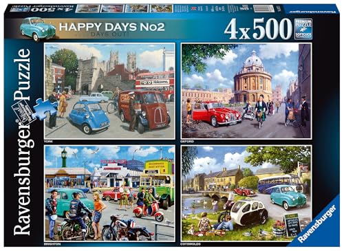 Ravensburger Happy Days Collection No.2 Days Out 4X 500 Piece Jigsaw Puzzle for Adults and Kids Age 10 Years and Up Ravensburger Happy Days Collection No.2 Days Out 4X 500 Piece Jigsaw Puzzle for Adults and Kids Age 10 Years and Up von Ravensburger