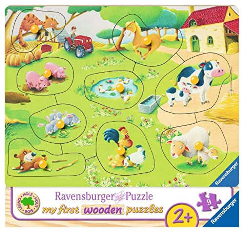 Ravensburger Kinderpuzzle - 03683 Kleiner Bauernhof - My First Wooden Puzzle mit 9 Teilen - Puzzle für Kinder ab 2 Jahren - Holzpuzzle von Ravensburger