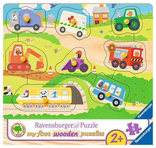Ravensburger Kinderpuzzle - 03684 Lieblingsfahrzeuge - my first wooden puzzle mit 8 Teilen - Puzzle für Kinder ab 2 Jahren - Holzpuzzle von Ravensburger