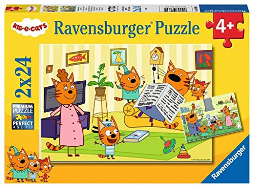 Ravensburger Kinderpuzzle - 05080 Zuhause bei den Kid E Cats - Puzzle für Kinder ab 4 Jahren, mit 2x24 Teilen von Ravensburger Kinderpuzzle