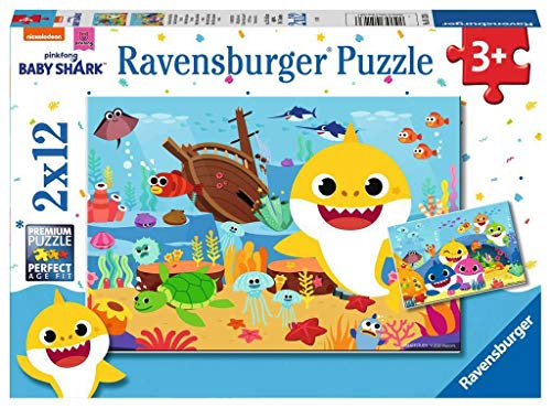 Ravensburger Kinderpuzzle - 05123 Der kleine Baby Hai - Puzzle für Kinder ab 3 Jahren, mit 2x12 Teilen von Ravensburger