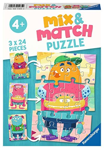 Ravensburger Kinderpuzzle - 05135 Mix&Match Lustige Monster - Puzzle für Kinder ab 4 Jahren, mit 3x24 Teilen Ravensburger Kinderpuzzle - 05135 Mix&Match Lustige Monster - Puzzle für Kinder ab 4 Jahren, mit 3x24 Teilen von Ravensburger