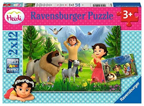 Ravensburger Kinderpuzzle - 05143 Gemeinsame Zeit in den Bergen - Puzzle für Kinder ab 3 Jahren, Heidi-Puzzle mit 2x12 Teilen von Ravensburger