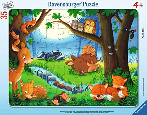 Ravensburger Kinderpuzzle - 05146 Wenn kleine Tiere schlafen gehen - Rahmenpuzzle für Kinder ab 3 Jahren, mit 35 Teilen von Ravensburger