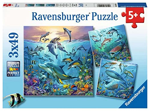 Ravensburger Kinderpuzzle - 05149 Tierwelt des Ozeans - Puzzle für Kinder ab 5 Jahren, mit 3x49 Teilen von Ravensburger