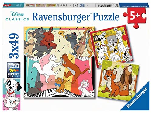 Ravensburger Kinderpuzzle - 05155 Tierisch gut drauf - Puzzle für Kinder ab 5 Jahren, Disney Puzzle mit 3x49 Teilen von Ravensburger