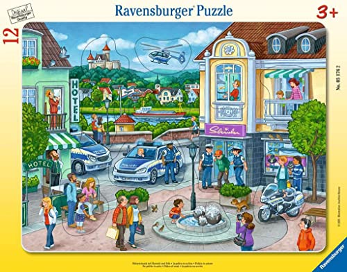 Ravensburger Kinderpuzzle - 05176 Polizeieinsatz mit Hannah und Erik - Rahmenpuzzle für Kinder ab 3 Jahren, mit 12 Teilen von Ravensburger