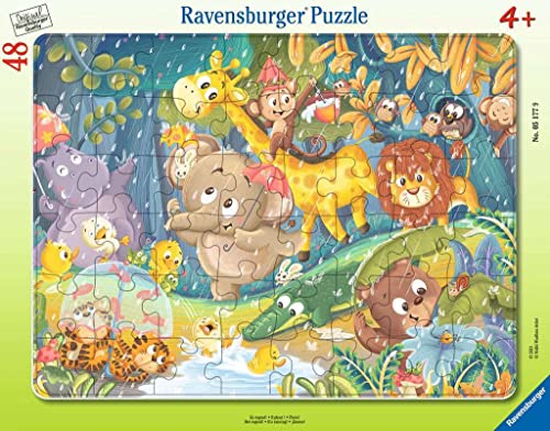 Ravensburger Kinderpuzzle - 05177 Es regnet! - Rahmenpuzzle für Kinder ab 4 Jahren, mit 48 Teilen von Ravensburger