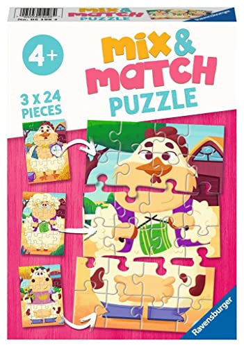 Ravensburger Kinderpuzzle - 05198 Mix&Match Meine Bauernhoffreunde - Puzzle für Kinder ab 4 Jahren, mit 3x24 Teilen von Ravensburger