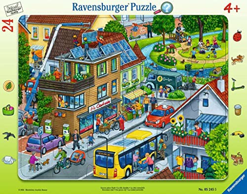 Ravensburger Kinderpuzzle - Unsere grüne Stadt - 24 Teile Rahmenpuzzle für Kinder ab 4 Jahren mit Suchspiel von Ravensburger